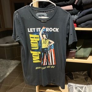 Distressed band tee goodies two sleeve Bon Jovi buckle